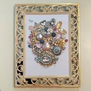 Mosaic floral or skull framed jewelry art upcycled jewelry Host Pick 6.10!